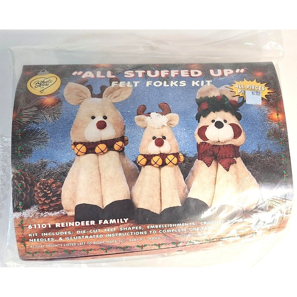 Whats New Ltd All Stuffed Up Felt Folks Kit 61101 Reindeer Family Vintage 1997